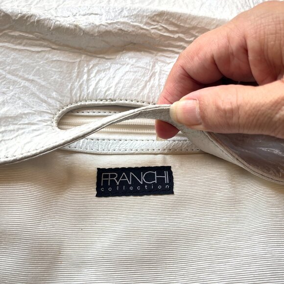 Franchi Collection White Patent Leather Fold Over Convertible Shoulder Bag Purse - Picture 6 of 6